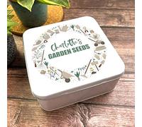 Fingerprint Designs Square Frame Garden Tools Flowers Herbs Plants Personalised Seeds Tin