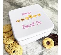 Fingerprint Designs Square Funny Happy Cookies Nanny's Cake Treat Sweets Biscuit Tin - Birthday Present Idea - Mother's Day Gift