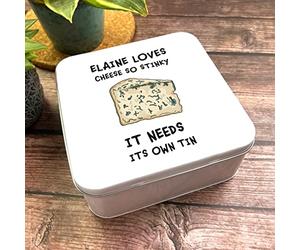 Fingerprint Designs Square Funny Novelty Stinky Cheese Storage Blue Cheese Personalised Cheese Tin
