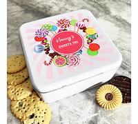 Fingerprint Designs Square Lollipops Nanny's Sweeties Biscuit Sweets Cake Treat Tin - Birthday Present Idea - Mother's Day Gift