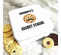 Fingerprint Designs Square Moustache Grandpa's Personalised Biscuit Tin