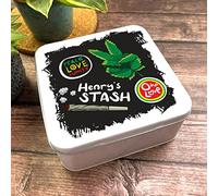 Fingerprint Designs Square Peace Love Weed One Love Marijuana Personalised Stash Smokers Tin