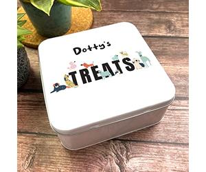 Fingerprint Designs Square Treats Colourful Funny Dogs Personalised Pet Treat Biscuit Tin