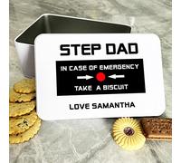 Fingerprint Designs Step Dad Emergency Love From Personalised Gift Cookies Treats Biscuit Tin