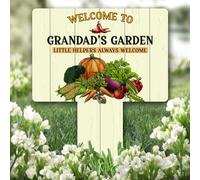 Fingerprint Designs Vegetable Welcome To Grandad's Garden Personalised Gift Garden Plaque Sign Stake |Personalised Outdoor Garden Sign Plaque Decoration Marker Garden Ground Stake
