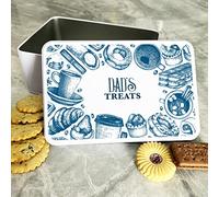 Fingerprint Designs Vintage Style Blue Pastries Dad's Personalised Gift Biscuit Sweets Treat Tin