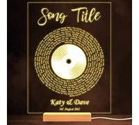 Fingerprint Designs Vinyl Record Any Song Lyrics Personalised Music Gift Warm LED Lamp Night Light