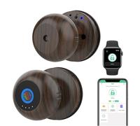 Fingerprint Door Knob Ball Lock eLinkSmart Keyless Entry Digital Door Lock Wood Grain Metal Fingerprint Door Knob for Bedroom Apartment, eSmartLock App, Support Phone & iOS Watch