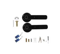 Fingerprint Door Lock Aluminum Alloy Smart Door Lock 4-in-1 Fingerprint Password IC Card Key Finger Print Door Handle Type-C Interface 200 Storage with 2 Handles 2 IC Cards