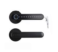 Fingerprint Door Lock Biometric Door Handle Smart Password Electric Digital Lock Tuya Keyless Security Door Knob For Home(3200black with GW)