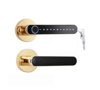 Fingerprint Door Lock Biometric Door Handle Smart Password Electric Digital Lock Tuya Keyless Security Door Knob For Home(3200gold with GW)
