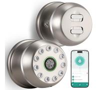 Fingerprint Door Lock, Smart Door Knob with Keypad, Finger Print Biometric Door knobs with App Control, Keyless Smart Door Lock for Bedrooms, Hotel, Office, Apartment, Real-Person Voice Prompts