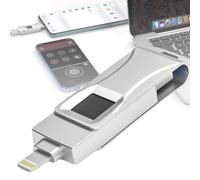 Fingerprint Encrypted Secure Flash Drive Password Protection Thumb Drive Type-C Compatible with Phones, Up to 29MB/s Read/16MB/s Write 64 Fingerprint ID 512GB