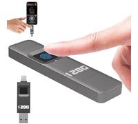 Fingerprint Encrypted Usb Flash Drive, 10-29m/S Fast Transfer, Can Add 60 Fingerprints, Ligh-tning + Usb Port, For Tablets, Computers, Mobile Phones 128GB