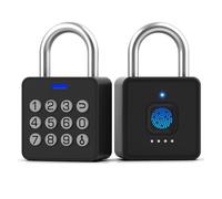 Fingerprint Gym Locker Lock with Code Keypad,Dhiehas Waterproof Keyless Smart Padlock, Biometric Bluetooth App Combination Pad Lock for Locker Storage Unit Outdoor Fence Gate Shed Pool School Black