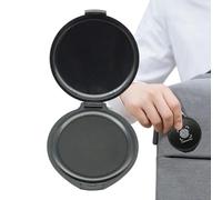 Fingerprint Ink Pad - Black PVC 5x5.8cm Round Case, Portable Notary Public Supply, Reliable Identification Security Tool | Compact Document Verifying Device for Bank Legal