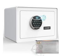 Fingerprint Jewelry Safe, Biometric Fireproof Waterproof Safe Box, White