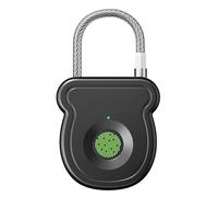 Fingerprint Padlock Black Smart Keyless Lock with 20 Fingerprint Storage 05s Unlock USB Type C Charging Low Power Alert Backup Key Code Anti Theft Portable Waterproof Lock for Gym Locker Luggage Cabin