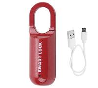 Fingerprint Padlock USB Rechargeable Keyless Fingerprint Lock Anti-Theft Security Padlock for Luggage Case Backpack Drawer (Red)