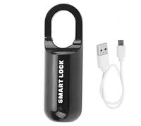 Fingerprint Padlock USB Rechargeable Keyless Fingerprint Lock Anti-Theft Security Padlock for Luggage Case Backpack Drawer (Black)
