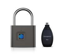 Fingerprint Padlock with Emergency Key, IP66 Waterproof and Rustproof, Outdoor Indoor Universal Smart Lock for Warehouses, Gym, Schools, Homes, Office Cabinets (FBA Padlock)