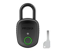 Fingerprint Padlock with Key Backup, 2keys, Prezlock, Smart Padlock with Keyless Biometric, Suitable for Outdoor and Heavy Duty, IP65 Waterproof. Graphite