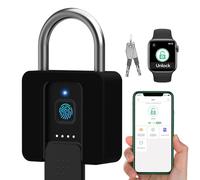 Fingerprint Padlock with Key, Dhiedas 60mm Heavy Padlock Outdoor with Phone App, Pad Lock with 7mm Steel Shackle for Garage, Gate, Shed, Fence, Warehouse, 0.5 Seconds Fingerprint Unlock