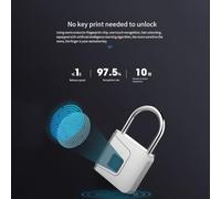 Fingerprint Padlock with USB Charging, Zinc Alloy Material for Home Garden and Outdoor Use, Compatible with Devices(Silver)