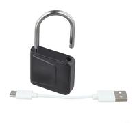 Fingerprint Padlock with USB Charging, Zinc Alloy Material for Home Garden and Outdoor Use, Compatible with Devices(Black)