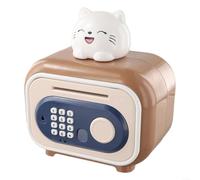 Fingerprint Piggy Bank with Automatic Money Roll, Smart Password Safe for Kids, Large ABS Coin Box for Home Decor, Financial Learning Tool(brown)