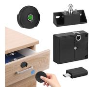 Fingerprint Remote Control Cabinet Lock, Fingerprint Remote Unlocking Within 10m, Hole-Less Lnstallation, Keyless Hidden File Drawer Wardrobe Lock