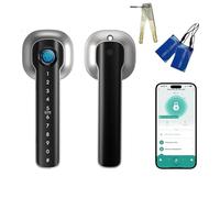 Fingerprint Smart Door Lock Fingerprint Door Handle with APP IC Card Fingerprint Passcode Key Smart Door Handle Keyless Entry Door Handle Suitable for Office Apartment Bedroom Front Door Black