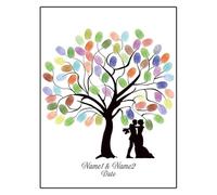 Fingerprint Tree Canvas Guest Book, 16 Inch DIY Fingerprint Leaf Tree Wedding Birtay Guest Book Photo e Multicolor(Color05,16inch (Wood e))