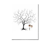 Fingerprint Tree Canvas Guest Book, Wedding Fingerprint Tree Canvas Painting Multiple Sizes Multicolor 1/2 Sets Inkpad(Style016,40x60cm 2sets inkpad)