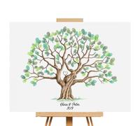 Fingerprint Tree Wedding GuestBook Canvas Signature Poster Coloured Selection Canvas for Wedding Reception Keep The me-mory Personalised Baby Shower GuestBook 30 X 42 Cm