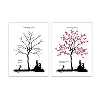 Fingerprint Tree Wedding Guestbook Wedding Fingerprint Tree Guest Book Signature Painting Couple's Kiss Thumbprint Party Best Wishes +Ink Pad(Color05,35x50cm 14x20inch)