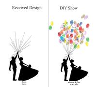 Fingerprint Tree Wedding Guestbook Wedding Fingerprint Tree Guest Book Signature Painting Couple's Kiss Thumbprint Party Best Wishes +Ink Pad(Color03,40x60cm 16x24inch)