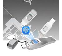 Fingerprint Unlock Usb Flash Drive, 2-In-1 Encrypted Drive, Encrypted Storage For Android/Pc (6 * 2 * 0.7Cm)(Silver+128g)