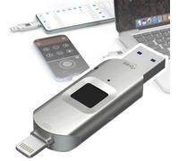 Fingerprint Unlock USB Flash Drive, Security Password Protection USB Disk 2 in 1 Encrypted Drive, Encrypted Storage Bar for Android/PC (7.6 * 2.15 * 0.85cm) (256GB)