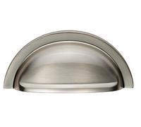 Fingertip Design OXFORD Cabinet Cupboard Door CUP PULL Handle, 76mm Hole Centres (Satin Nickel)