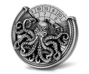 Fingertip Gyro, DND Dice Set, 7-in-1 Octopus Metallic D&D Dice, DND Starter Set, Octopus Roulette Dice Spinner for D&D Dice Set, D&D Gifts with Gift Box, Role Playing Board Game Accessories, Silver