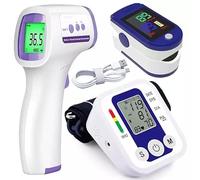 Fingertip Heart Rate Pulse Meter Digital BP Monitor Digital Arm Blood Pressure Monitor Forehead Thermometer Infrared Therm (3 in 1)