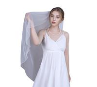 Fingertip Length Wedding Veils with Elegant Beadwork Trim Design Easy Wear Hair Comb for Formal Occasion Bridal with Beaded Trim