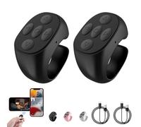 Fingertip Wireless Bluetooth Remote Control, 2 Pieces Wireless Finger Scroller, Blue-Tooth Finger Ring Page Turning Remote Control for Phones Tablets Flip Page (Black 2PCS)