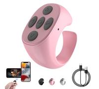 Fingertip Wireless Bluetooth Remote Control, 2 Pieces Wireless Finger Scroller, Blue-Tooth Finger Ring Page Turning Remote Control for Phones Tablets Flip Page (Pink)