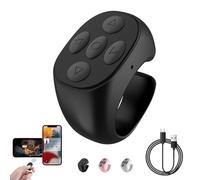 Fingertip Wireless Bluetooth Remote Control, 2 Pieces Wireless Finger Scroller, Blue-Tooth Finger Ring Page Turning Remote Control for Phones Tablets Flip Page (Black)