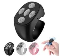 Fingertip Wireless Bluetooth Remote Control for iPhone, Scrolling Ring for Phone Camera, Smart Clicker Fingertips, Finger Tip Controller, Rechargeable Keyboard Hand App Page Turner(1*Black)