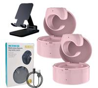Fingertip Wireless Bluetooth Remote Control, Scrolling Ring with Charging Case, Bluetooth Remote Control Page Turner, Finger Remote for iphone/Android, Adapt To All Apps (Pink*2)