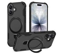 Fingic for iPhone 17 Case [Compatible with Mag-Safe][Invisible Magnetic Ring Stand][Military Drop Protection]Shockproof Protective Slim Non-Slip Grip Phone Cover for iPhone 17 for Men Women, 6.3”Black