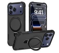 Fingic for iPhone 17 Pro Case [Compatible with Mag-Safe][Military Drop Protection] Invisible Magnetic Ring Stand Shockproof Protective Slim Non-Slip Grip Phone Cover for iPhone 17 Pro for Men, Black
